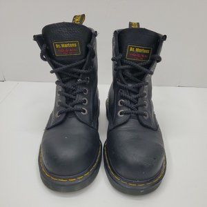 Dr. Martens Industrial Steel Toe Black Leather Boots Women's Size 7 Men's Size 6